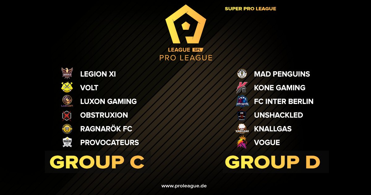 ⚽️ PC
🇬🇧 In the graphic you can see the 4 groups of the 2nd #SPL season. Good luck to all participants.
🇩🇪 In der Grafik könnt ihr die 4 Gruppen der 2. #SPL Saison sehen. Viel Glück an alle.
<a href="/NewsProclub/">News Proclub</a>
@OffSidePage_
<a href="/eSportFA_FR/">ESPORT FOR ASSOCIATIONS</a>
@ProClubs_Com
<a href="/FPCAtwt/">FIFA Pro Clubs Association</a>
@LIPC_network
<a href="/FVPA_net/">FVPA.net 🇮🇹</a>