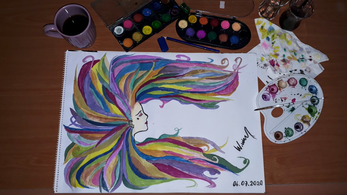 eczhumyrayldzbs's tweet image. En son ilkokul belki lise yıllarında kullandığım sulu boyayla uzun zaman sonra tekrar tanıştık 🎨 #renklerindünyası