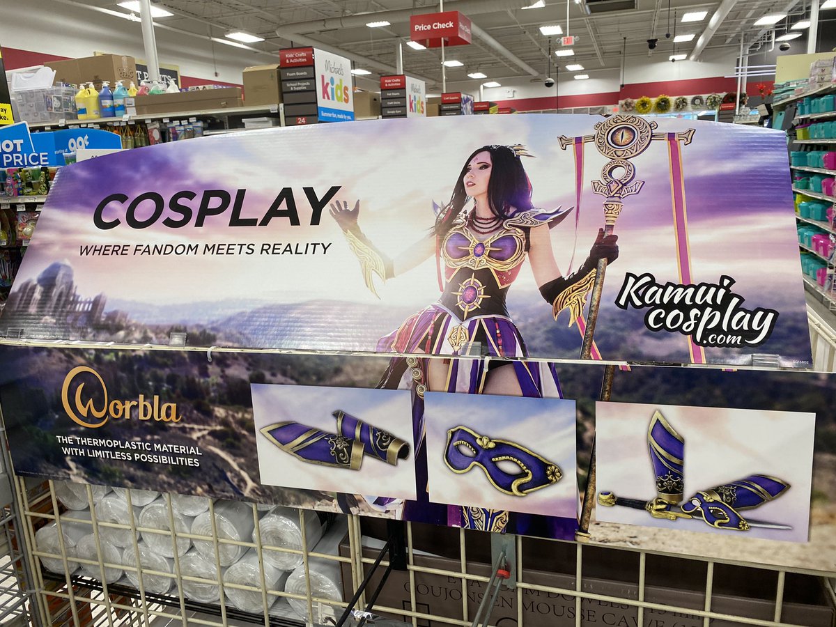 paulporowski's tweet photo. I havenโt been in a #michaels store in awhile but cool to see @KamuiCosplay and @EvilTed40 represented. #cosplay #evilted #kamuicosplay https://t.co/L2woKte59k