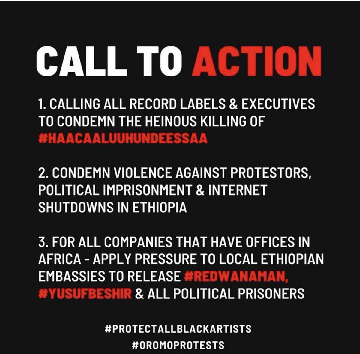 protect black artists!!  #OromoProtests  #BlackLivesMatter  