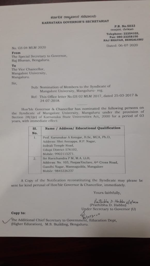 KumarSuvrath's tweet image. Congratulations Ravi Chandra PM @ravivojas on being nominated as the Syndicate member of Mangaluru University