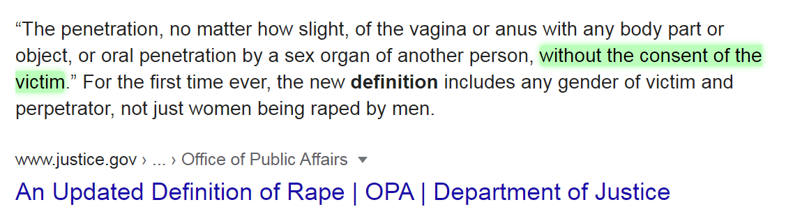 4. Rape got nothing to do with age difference. You're trying to say rape is less bad if the woman is of the same age as the man  ... it's still rape you dumb clown Here's the CURRENT legal definition of rape. The age difference is absent cuz it's IRRELEVANT, dongal.