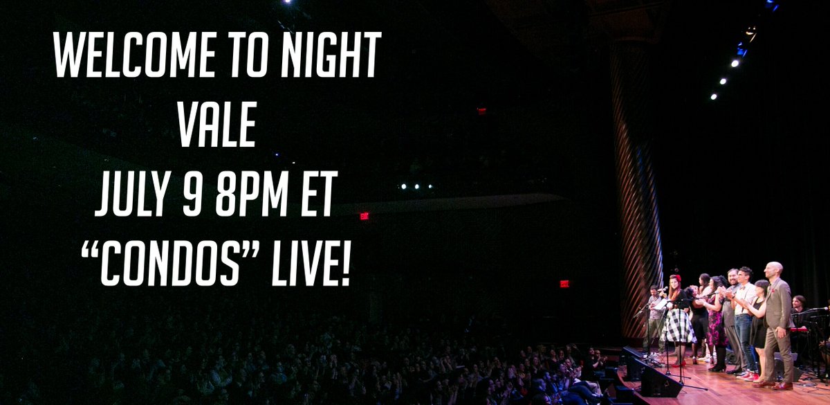 NightValeRadio's tweet photo. Don't miss Night Vale's live stream premier: Condos
Thurs 7/9/20 - 8 PM ET 
A recording of the show will be available for one month to ticket buyers.
Featuring @CecilBaldwinIII, @dylanmarron, @SymphonySanders, @MaraWilson &amp; live music by @desaparicion.

https://t.co/AGbnfeAfUe https://t.co/g9DQ7luKSG