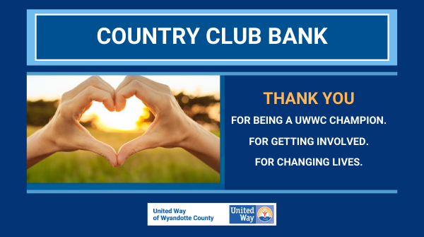 UnitedWayWyCo's tweet photo. During the 2019 United Way campaign, Country Club Bank committed to a great cause and helped make change possible in Wyandotte County. Thank you to everyone who made the campaign a success! Your community appreciates you. @countryclubbank https://t.co/buQjqKbDFb