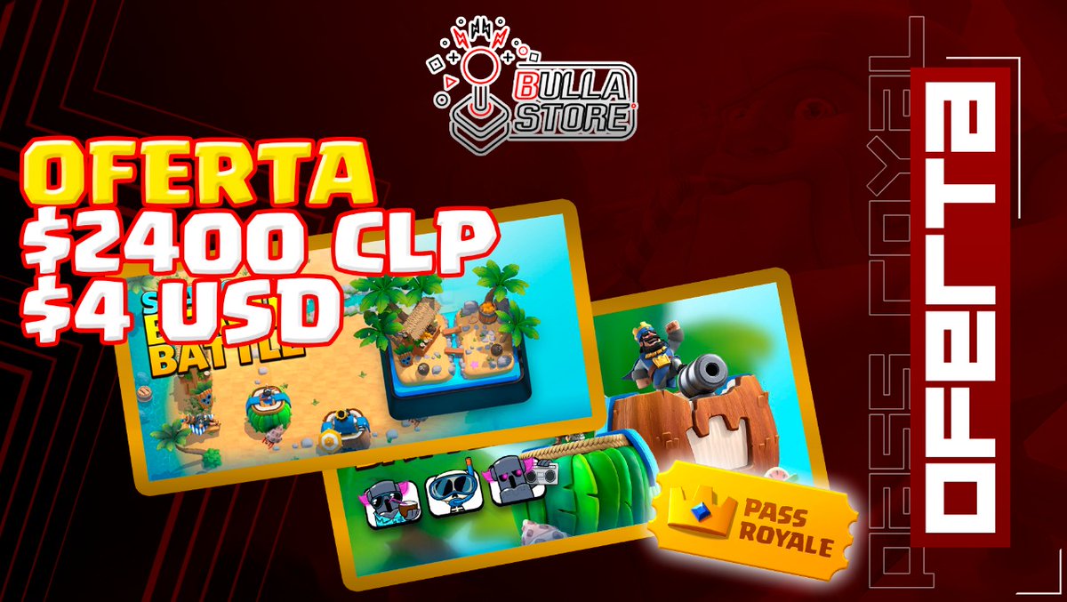 Pass Royale Temporada 13 "Batalla Tropical"
Precios💥
🇨🇱2.400
🌎4 usd

Metodos de Pago: Cuenta Rut, Paypal, MACH

Cualquier consulta al MD📩 o WhatsApp: +56962925192

Todo el dia atendiendo🙌