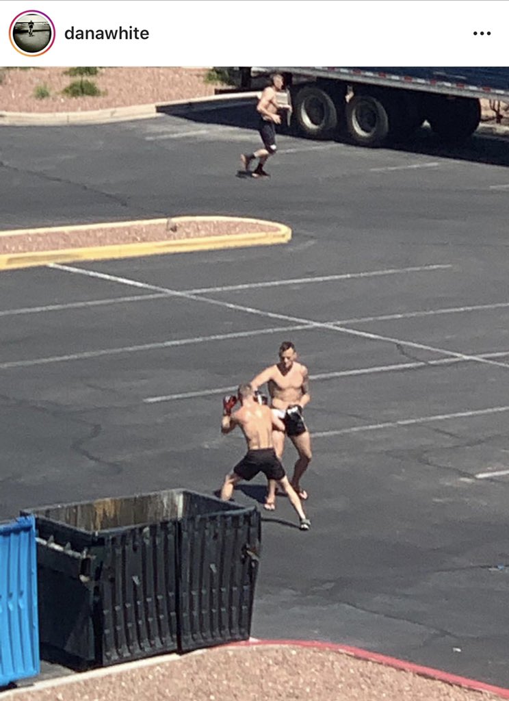 The boss got a glimps of @TheJamesKrause and I getting work in the hotel parking lot before our departure to fight island! @danawhite #FightIsland https://t.co/g1oKW1KMx7