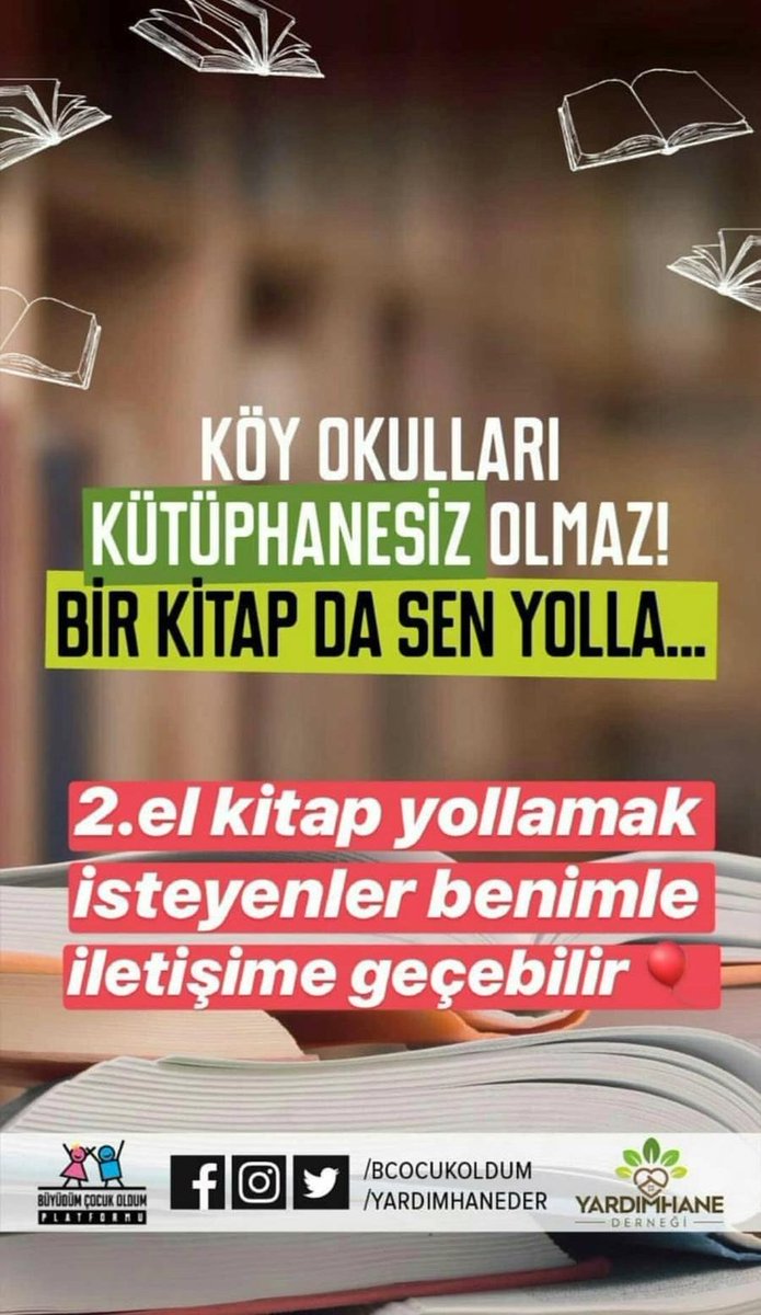 Fazladan okuma kitabı olanlar ve köy okullarına bağışlamak isteyenler benimle iletişime geçebilir 😊
