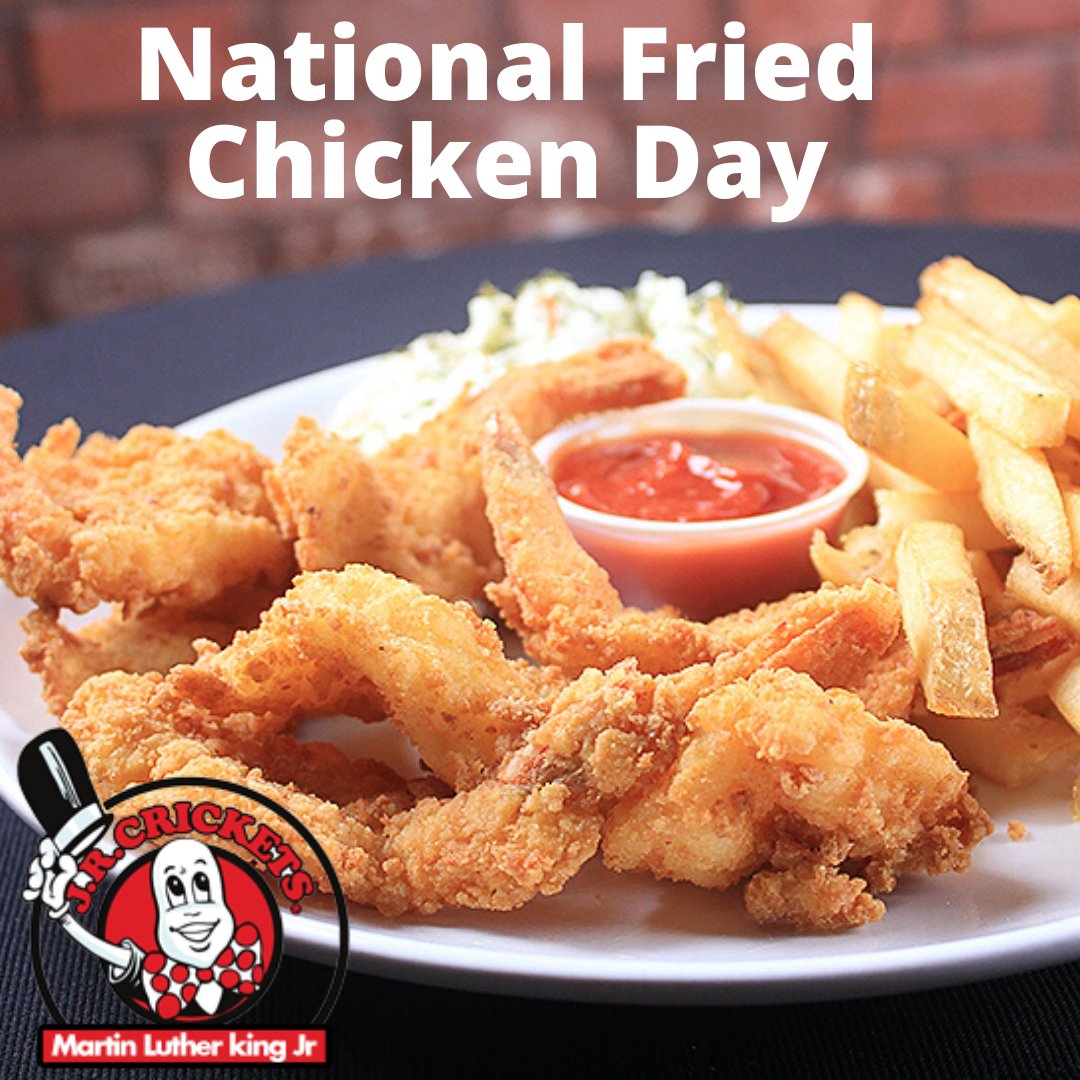 jrcmlk's tweet photo. Keys to achieving the crispiest fried chicken involves seasoning well &amp; early in the process, adding starch to your flour &amp; frying at 300°F. 
OBSERVE #NationalFriedChickenDay &amp; Come on down to #JRCricketsMLK for your take out or call in for your delivery!

https://t.co/ssjnHQkmnt https://t.co/FGs9rnKfNS