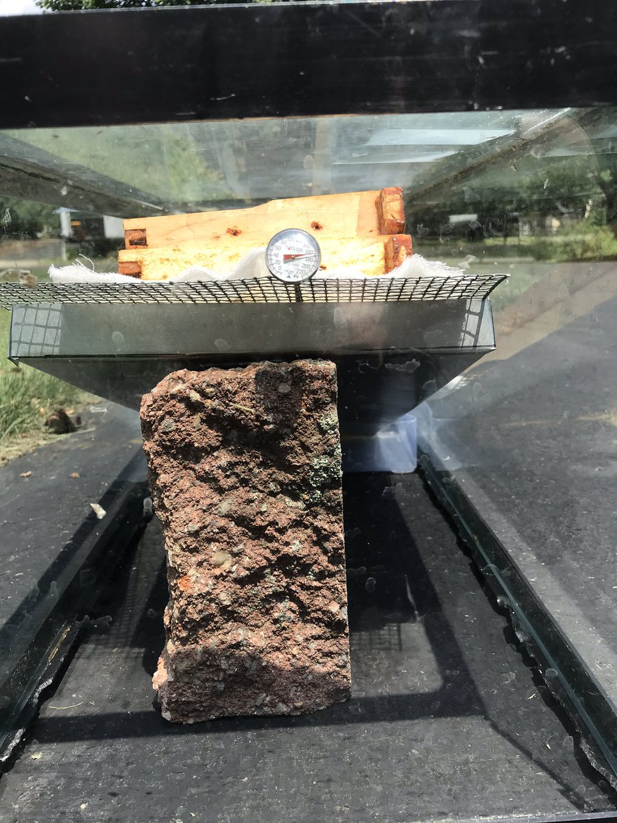 BugGuy5's tweet photo. Having finished Sustainable Jersey grant report for project conducted by CMS students in WW-P where I kept asking them “What can you repurpose/reuse?”, my next task was to order solar beeswax melter but heard their voices asking me same question. My answer: old inverted aquarium. https://t.co/BqsPIqRvj3