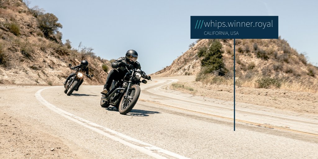 motorcyclists travelling though ///whips.winner.royal california USA