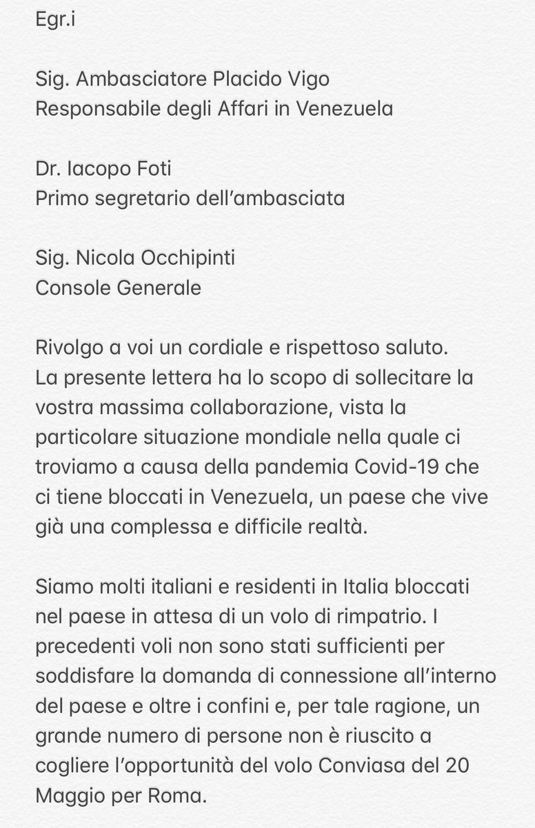 italianosenven1's tweet photo. Prendere in considerazione @ItalyinVEN @ItalyMFA #volo #italiani #boccati #vzla #COVID__19 #pandemia #CuarentenaRadical #VuelosInternacionalesYA #ministero #affari #stero #eu #europa https://t.co/yijhbTTnFt