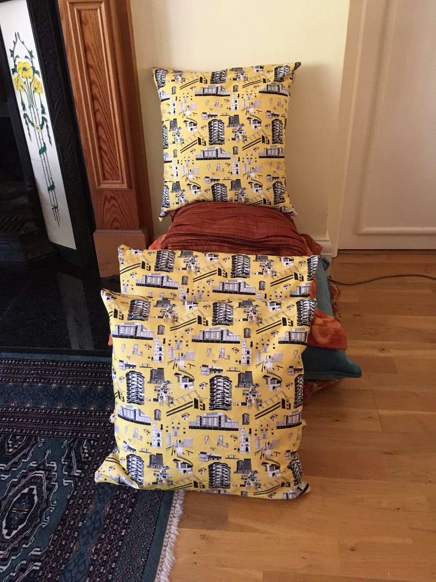 Just finished making my “Croydon cushions” from a lovely print from @madebymrsm 
First sewing I’ve done for many years! Very pleased with the results - three cushions from one metre of fabric.