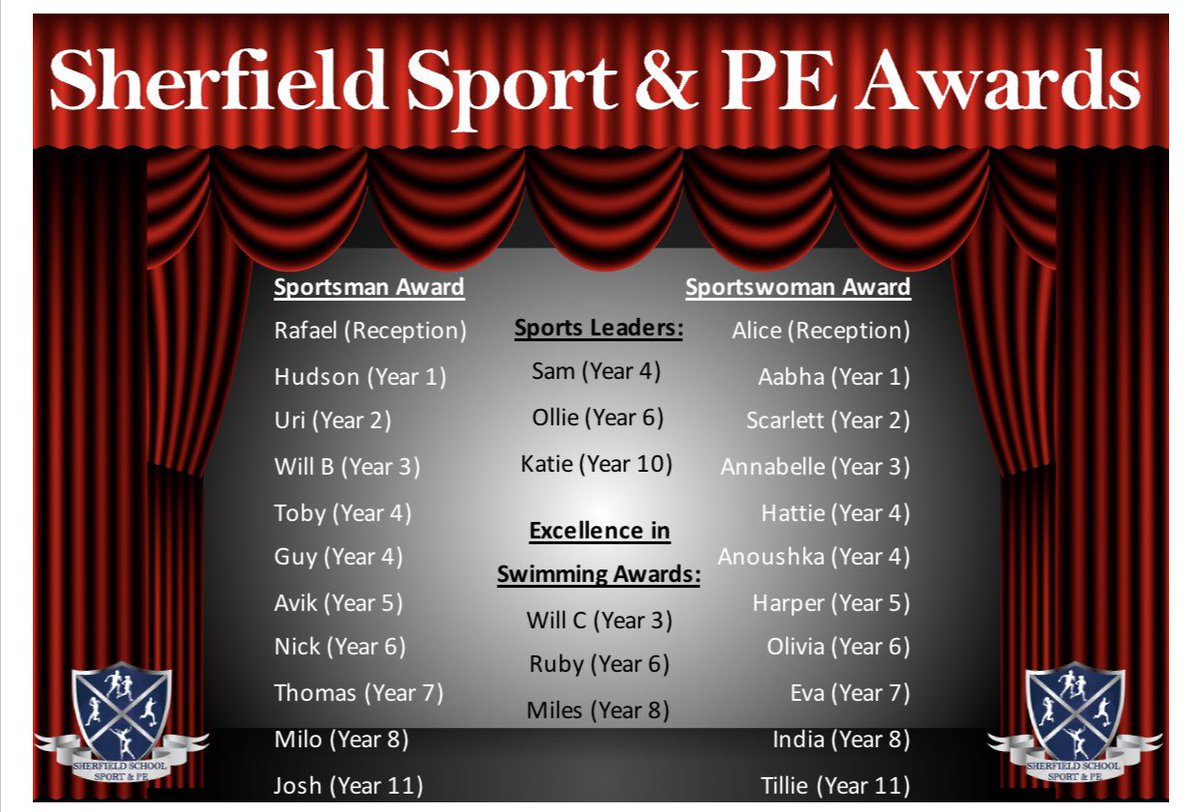 A huge well done to all of our students who were awarded Sportsmen, Sportswomen, Sports Leaders and Excellence in Swimming awards! We are proud of each and everyone of you! #SherfieldSuccess #SpeechDay #PE 🥳 <a href="/SchoolSherfield/">Sherfield School</a>