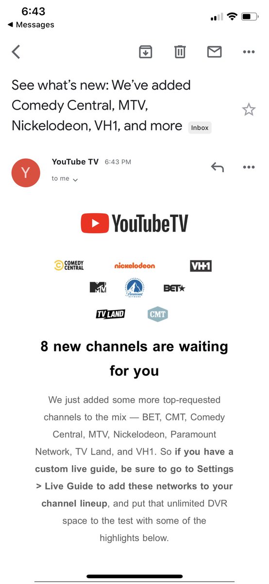AdamRushlow's tweet photo. I don’t want any of it ⁦@YouTubeTV⁩ I wanted cable-free TV for 29.99/mo. You’ve missed the point. I guess it’s time to go  ⁦@GetSpectrum⁩ https://t.co/HgOLxzTpfd