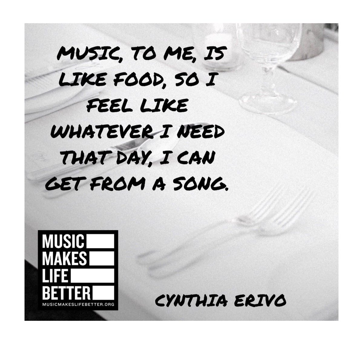 mmlb_org's tweet photo. The lovely @CynthiaEriVo knows her nutrients 🎶
#musicmakeslifebetter #feedyoursoul #monday https://t.co/dVeMVySoad