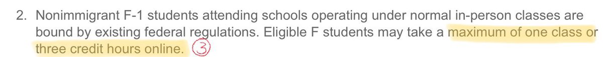 (5/7)3: eligible F-1 and M-1 visa students whose schools are operating in person can only enroll in one online class.