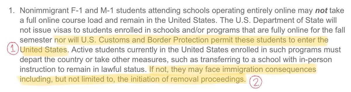 (4/7)1: international students can and will be stopped at airports/during travel.2: international students face deportation proceedings if they refuse to leave.