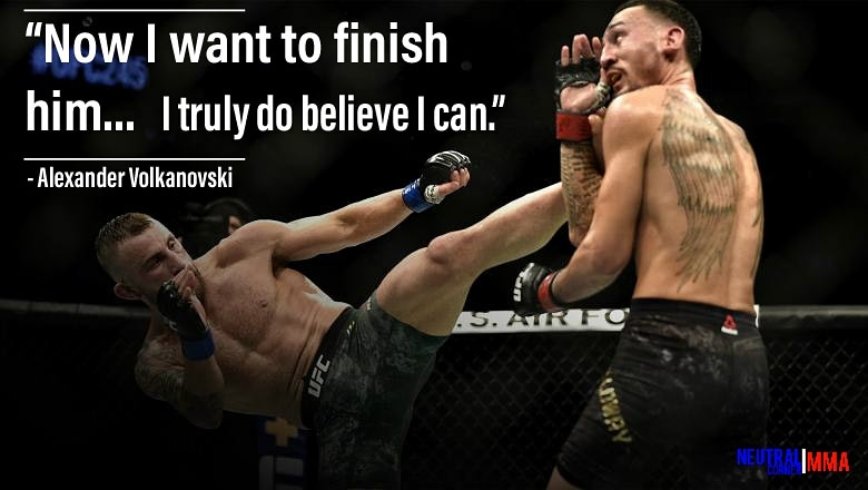 MmaNeutral's tweet photo. Alexander Volkanovski feels confident going into his rematch against Max Holloway at UFC 251 this Saturday. 
▫️
▫️
▫️
What  are your thoughts on Volkanovski stating he believes he can finish Holloway nthis time around? 
▫️
▫️
▫️
(📷: UFC) (Via: MMA Junkie) https://t.co/rBKEKn5HVJ