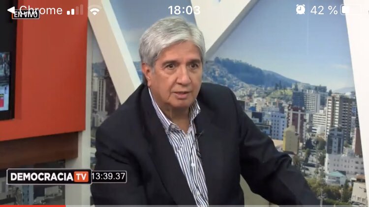 democraciaec's tweet photo. Lamentamos profundamente la partida de un gran amigo de esta casa el Econ Eduardo Valencia. Un hombre honrado, honesto,correcto; fuerte en la defensa de la democracia y luchador incansable en contra la corrupción. Paz en su tumba. Gran pérdida para el país. https://t.co/bEOaDOETvg