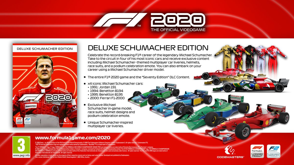 JusticeJ0ker's tweet photo. With the new @Formula1game out I have an extra key of the #F12020 Schumacher edition for PC Steam. Which means its giveaway time.

Image below shows what the edition has.

To enter the giveaway:

☑️Follow me 
🔁Retweet this tweet

Will Draw winner in 48 hours https://t.co/vjgKZ9ZDGN