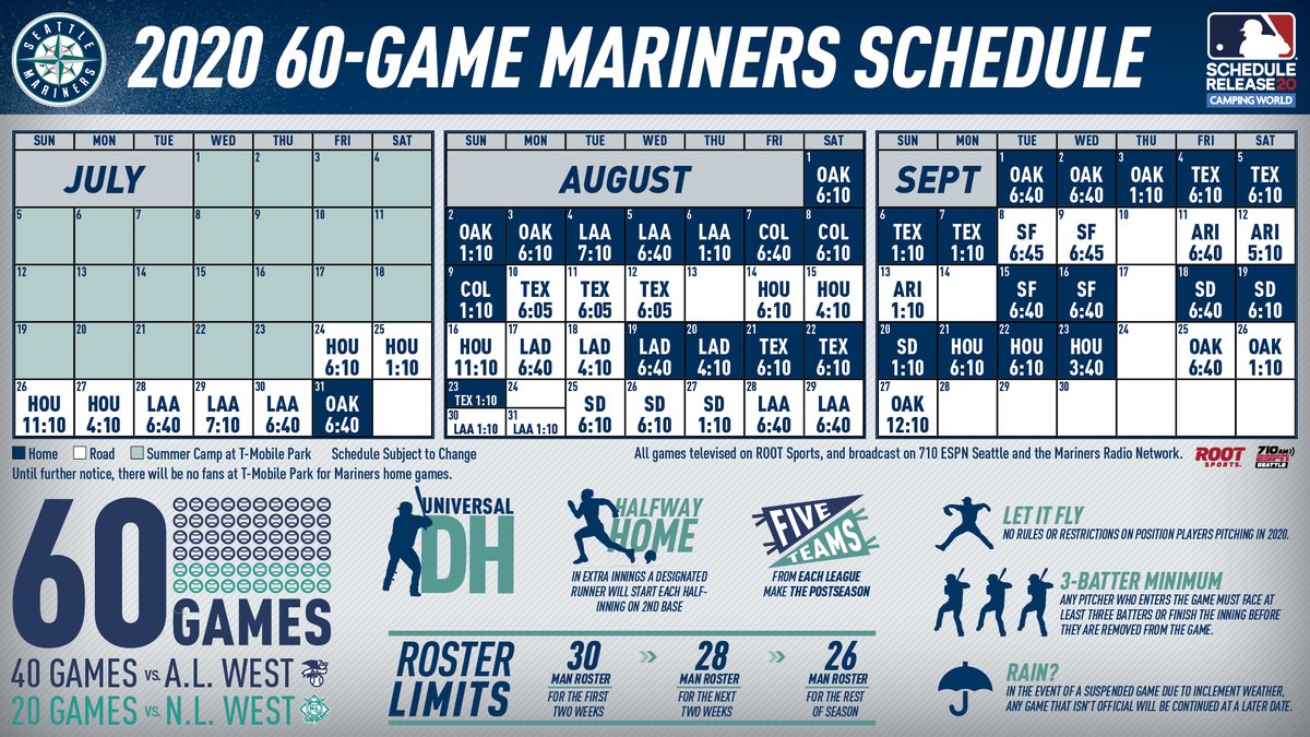 Mariners's tweet photo. @MarinerMoose Start circling those dates. 📆 

Full Schedule: https://t.co/OLXdYOnh6f https://t.co/fmLqSn82Da