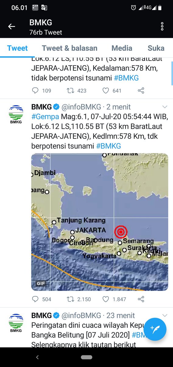 wildantauuf's tweet photo. @subtanyarl Gempa nys di Jepara, tapi gua di Ciamis ngerasain goncangannya juga 😳 https://t.co/yqPH0gIpz7