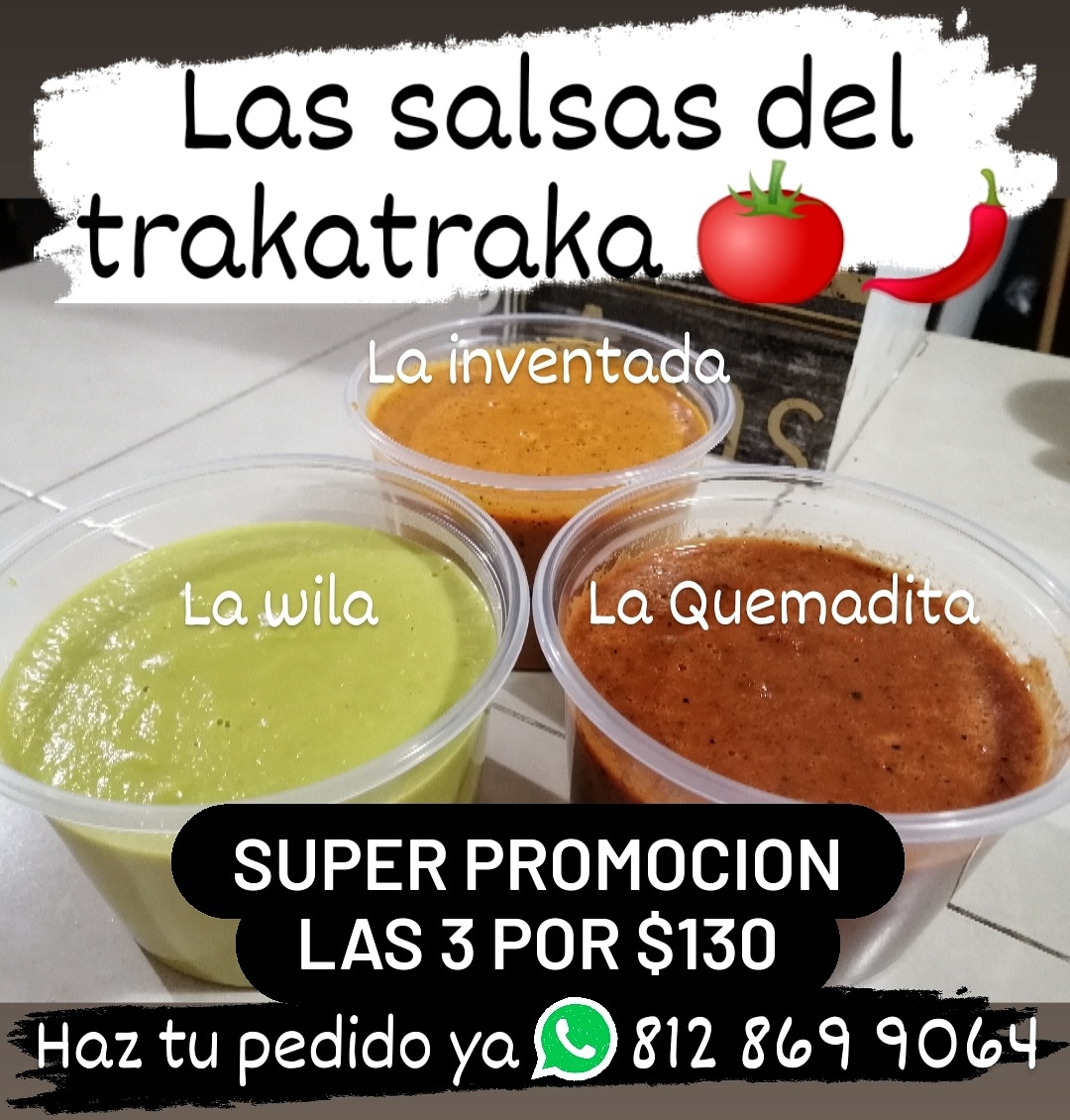 JerryTrakaTraka's tweet photo. Disfruta de #LaInventada, un invento de salsa llena de sabor...
Su color naranja #Antojable, para que se la pongas a todo, tostadas, chicharrones, taquitos de carnita...🤤
Hecha de #ChileRojo y chingo de #Amor!!!
#LasSalsasDelTrakaTraka🍅🌶️🎶 https://t.co/35DttnrcUh