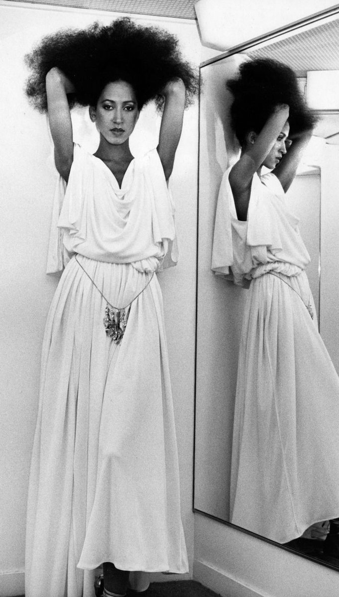 Pat Cleveland. She appeared on the cover of Vogue in 1970. She relocated to Paris and became a household runway model for Chloé. She also walked for YSL, Mugler and DVF and stated that she would not return to the US until another black model appeared on US Vogue.