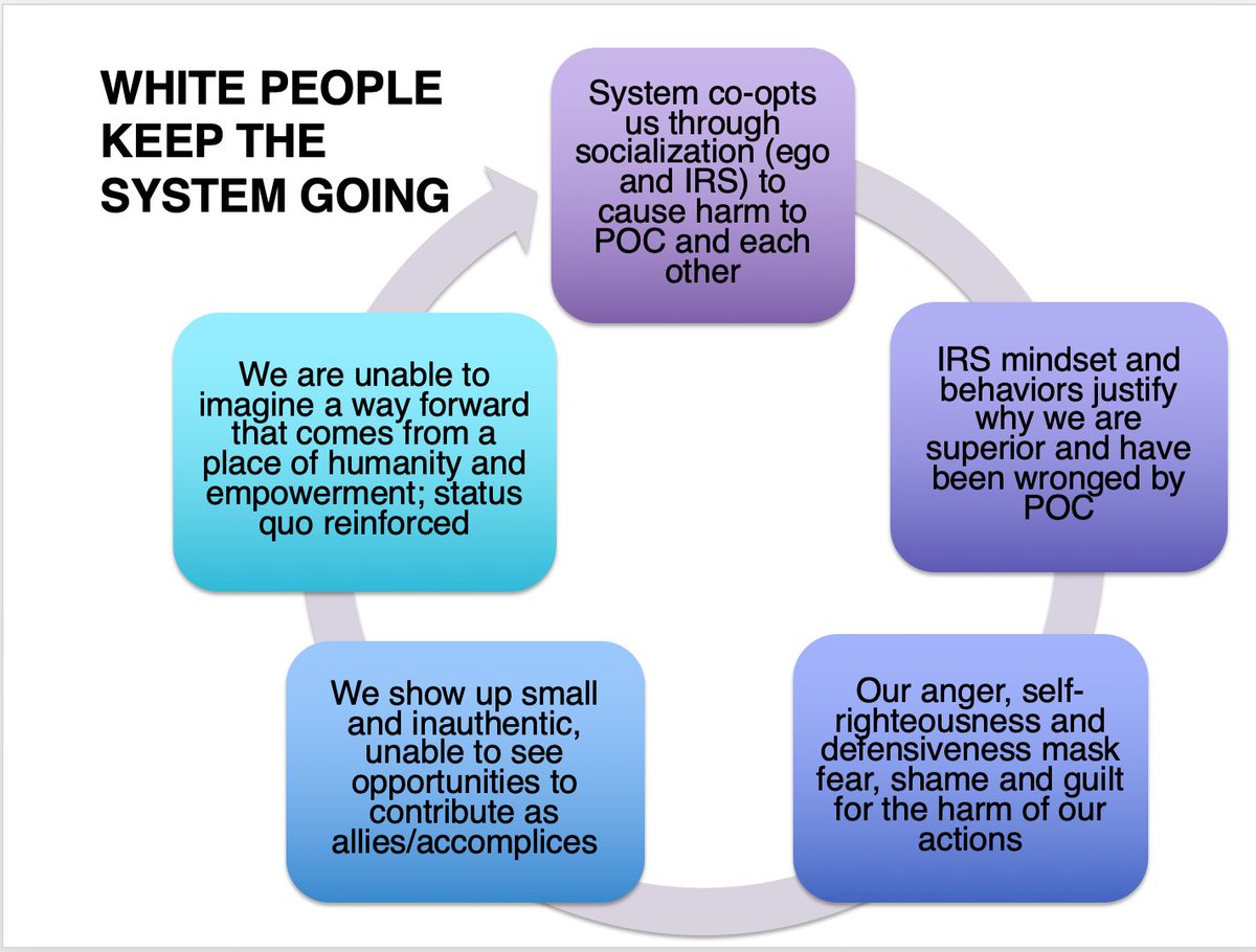 Then they go through a flow chart that outlines how white people "cause harm to POC," "show up small and inauthentic," and are unable to access their "humanity."