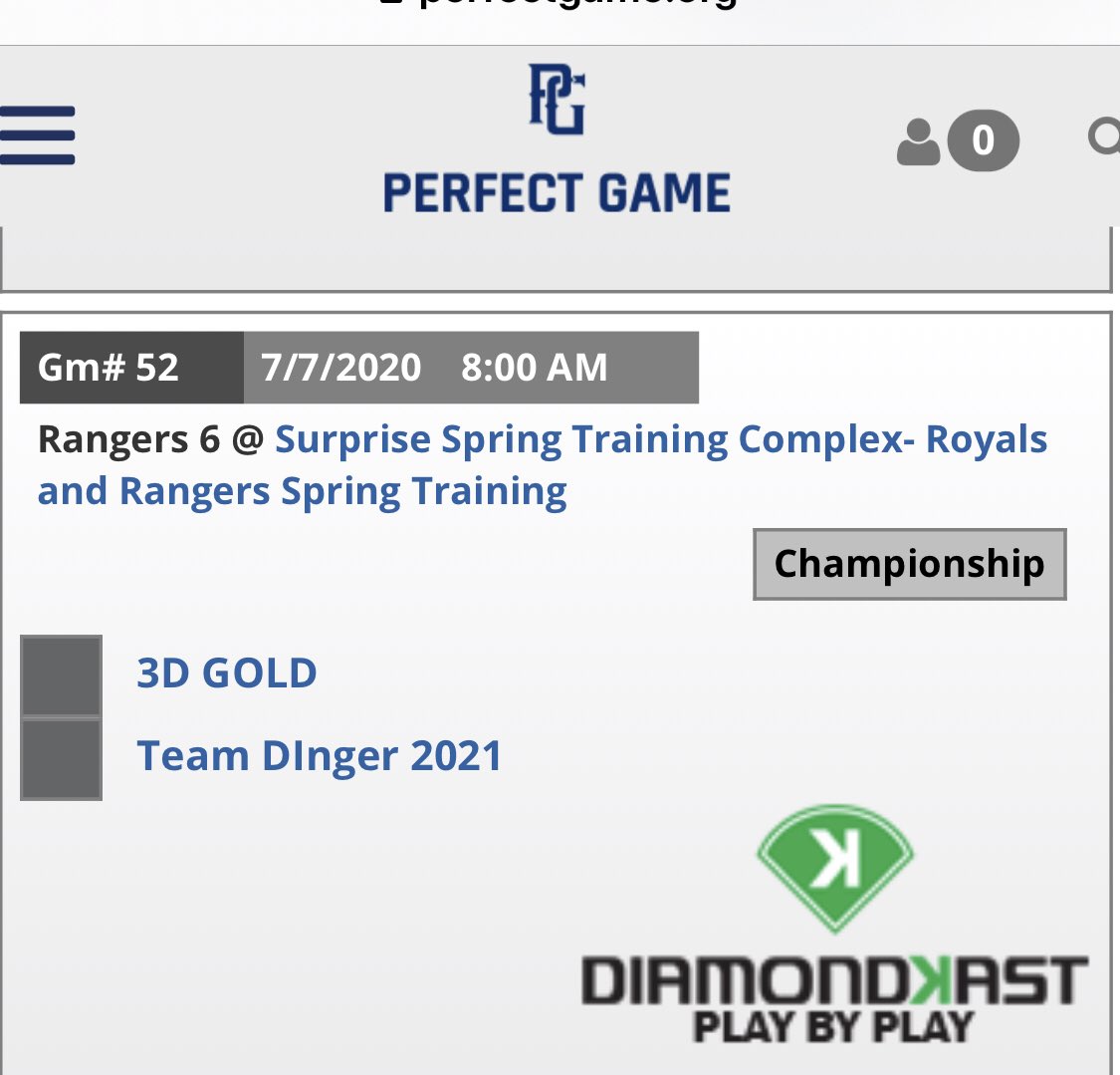 2020 PG 18U West Elite Championship Team Dinger plays the championship game  tomorrow. Looking for a win.