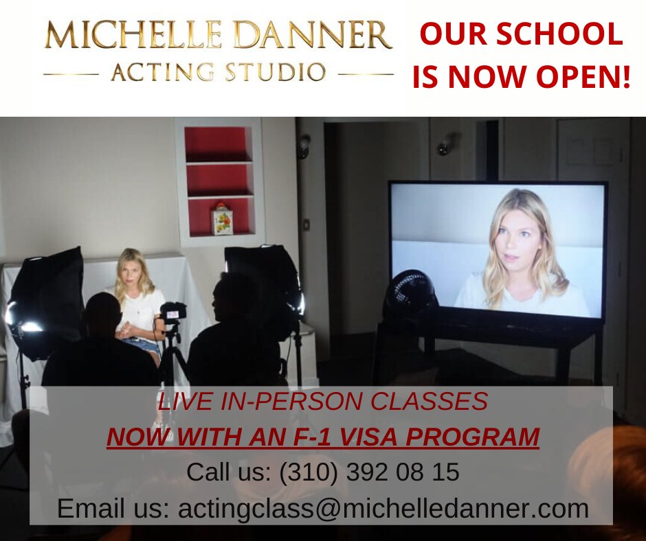 actingclassla's tweet photo. Our School is NOW OPEN for LIVE IN-PERSON Acting Classes!
We now have an F-1 visa program for international students. Call (310) 392 08 15 or email us actingclass@michelledanner.com for more information
#f1visa #f1student #internationalstudents #actingschool #actorslife #actors https://t.co/Psigi7kF2r
