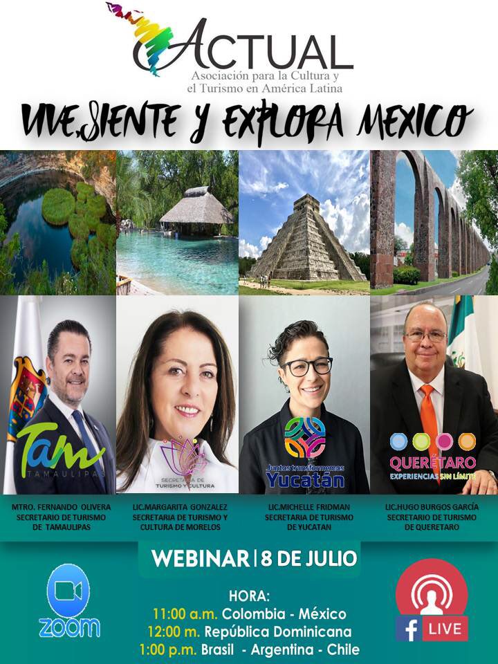 asoactual's tweet photo. ACTUAL le invita a unirse al seminario web Zoom.
Cuándo: 8 jul 2020 11:00 AM Ciudad de México
Tema: VIVE, SIENTE Y EXPLORA MÉXICO @ALFONSOMANZANOR 
Delegado Nacional de México para Actual 
Inscríbase en la fecha y horario que más le convengan:
https://t.co/8B59XvmTAe https://t.co/JTq7Ba330V