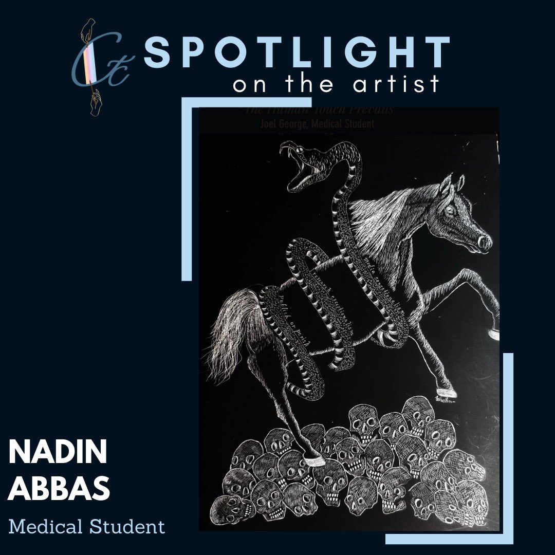 CreatethruCOVID's tweet photo. #SpotlightOnTheArtist 📣A beautiful piece by Nadin Abbas, a @uOttawaMed student, titled "St. George Defeated?". This art piece presents a new perspective of the infamous paintings of St. George on a horse, which is what art is all about. Art allows us to express our own 1/2 https://t.co/io8nBdCeld