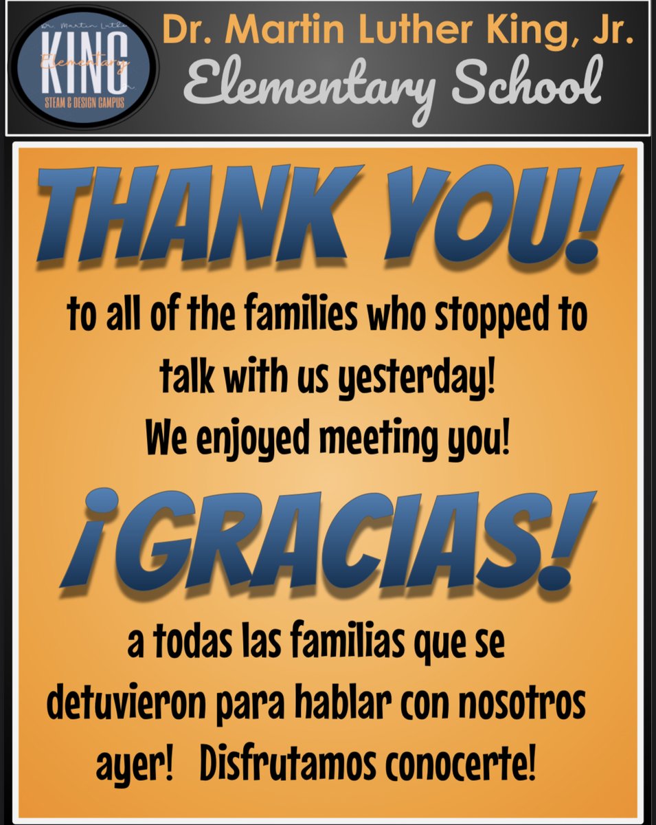 MLK_STEAM's tweet photo. #TeamMLK would like to extend a special thank you to the families that we met during our neighborhood walks last week that welcomed us in to share information about the campus! We had a wonderful time meeting you &amp; look forward to welcoming you to the site! Thank you! #teamBCSD https://t.co/auS4txZwg1