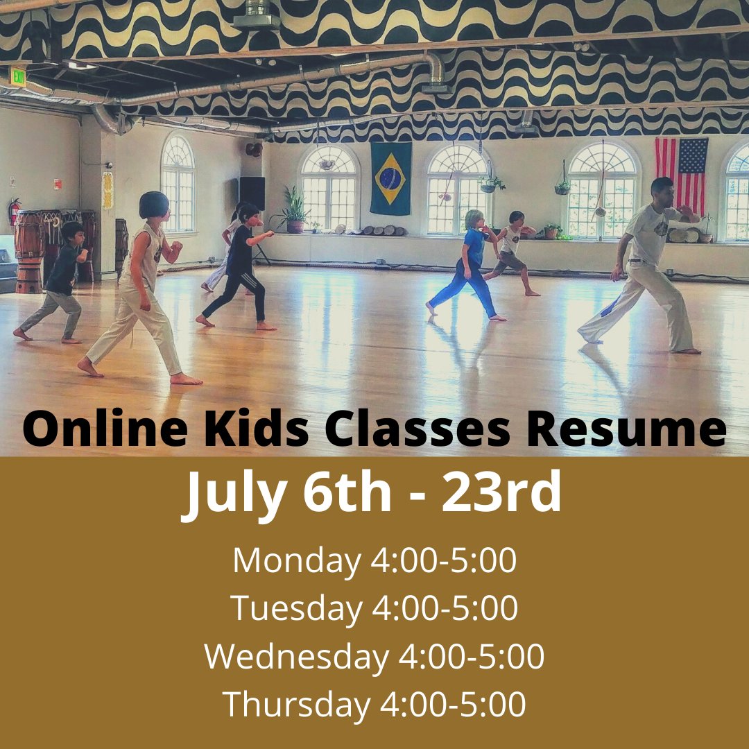 ABADACAPOEIRASF's tweet photo. We hope you enjoyed your holiday weekend! Starting today, Monday July 6th Kids Capoeira Classes will resume from July 6 - 23. If interested please fill out the online form here: https://t.co/O0q0KYX7Dw https://t.co/6xv3xC7q1P