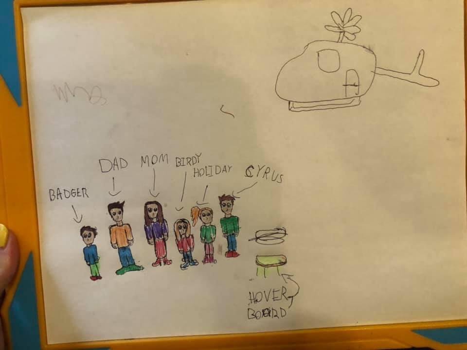 We received this #fanart from a nanny named Courtney Rose - she and the kids she watches have been hooked on the #podcast for only a few days! One of the kids, Charley, who is 8 years old, drew this picture of the family! Thank you for your art, Charley!