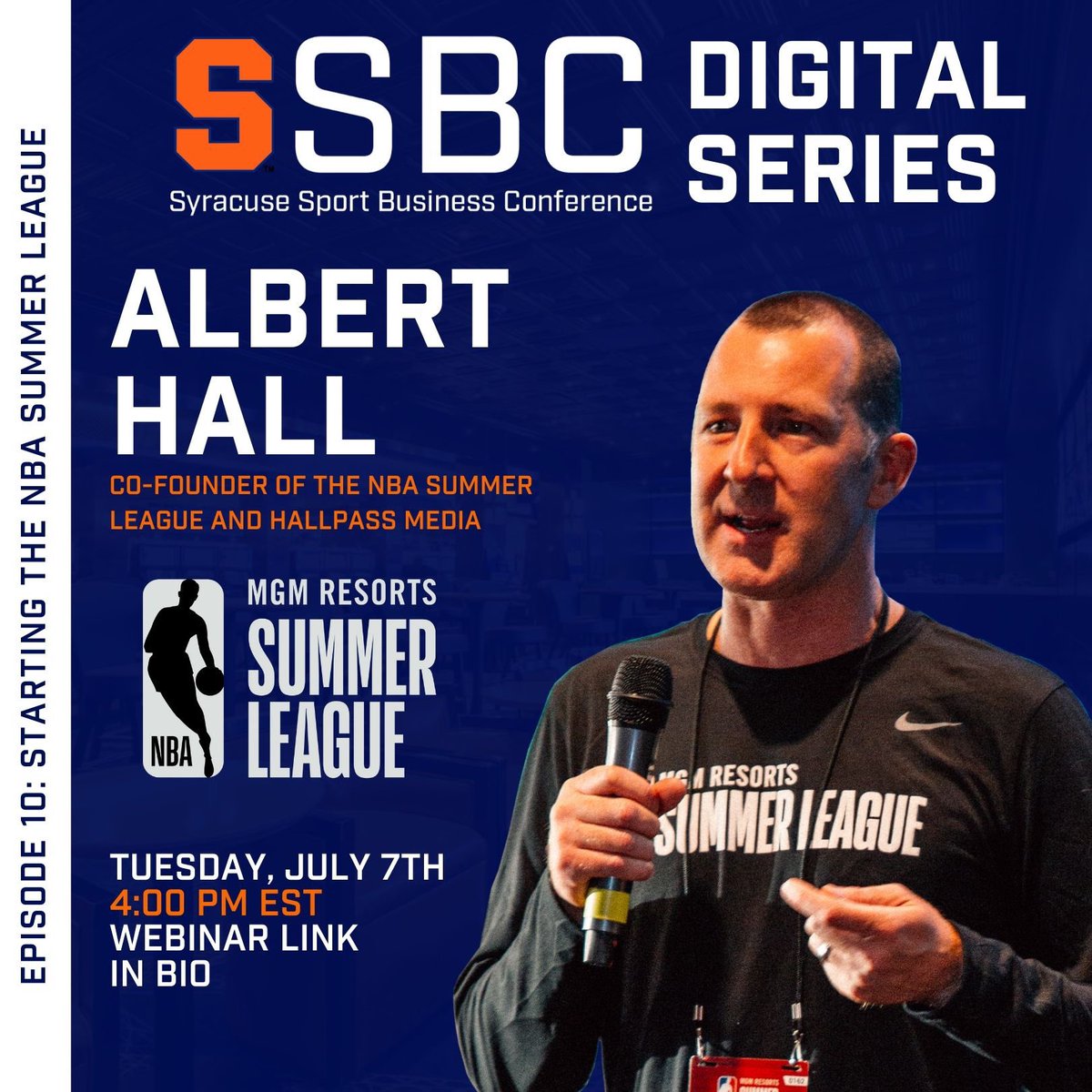 ssbconference's tweet photo. We are so excited to welcome NBA Summer league co-founder and President of HallPass Media Albert Hall to the show! Tune in tomorrow at 4:00 P.M. EST! You can register by clicking the link in our bio β¬οΈ
#NBASummerLeague #Sportsbiz #Hallpassmedia https://t.co/G9WHEYXSxV