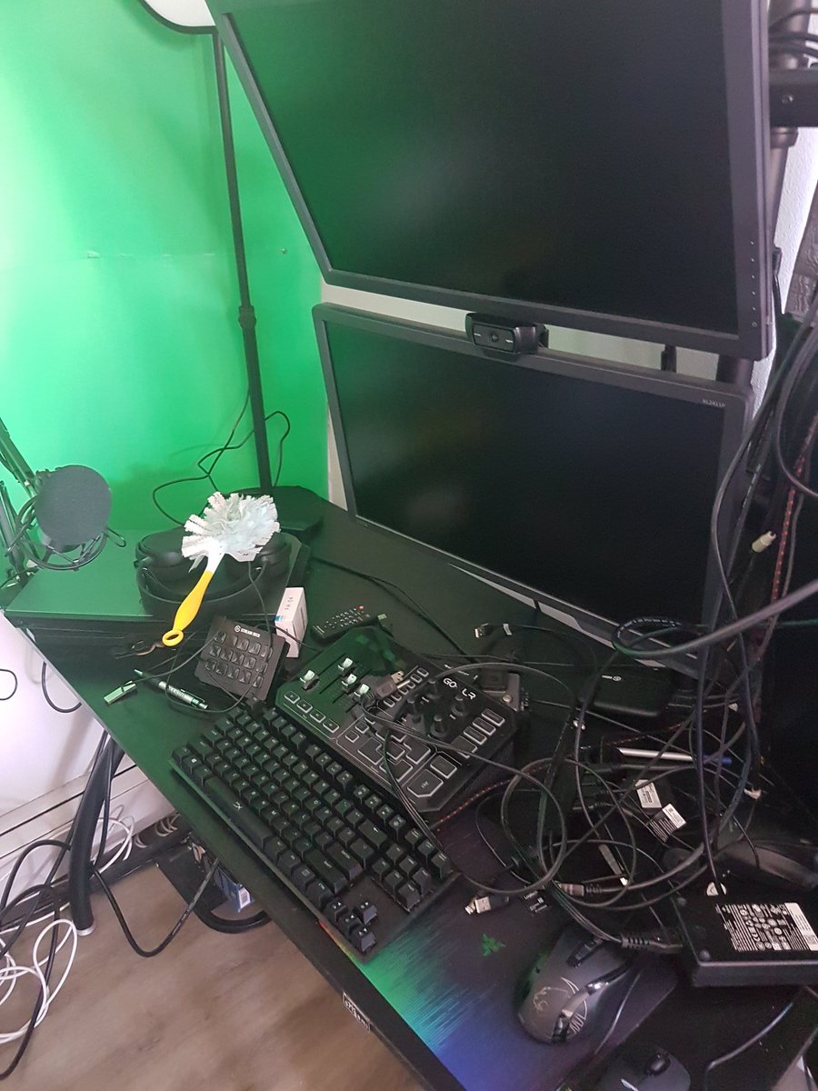 DrRavage's tweet photo. I may have bitten off more than I wanted to chew today. This is gonna take a while to move two stream setups.

#streamstation #reorganizing #twitch #FacebookGaming https://t.co/Rs3ppiIckU