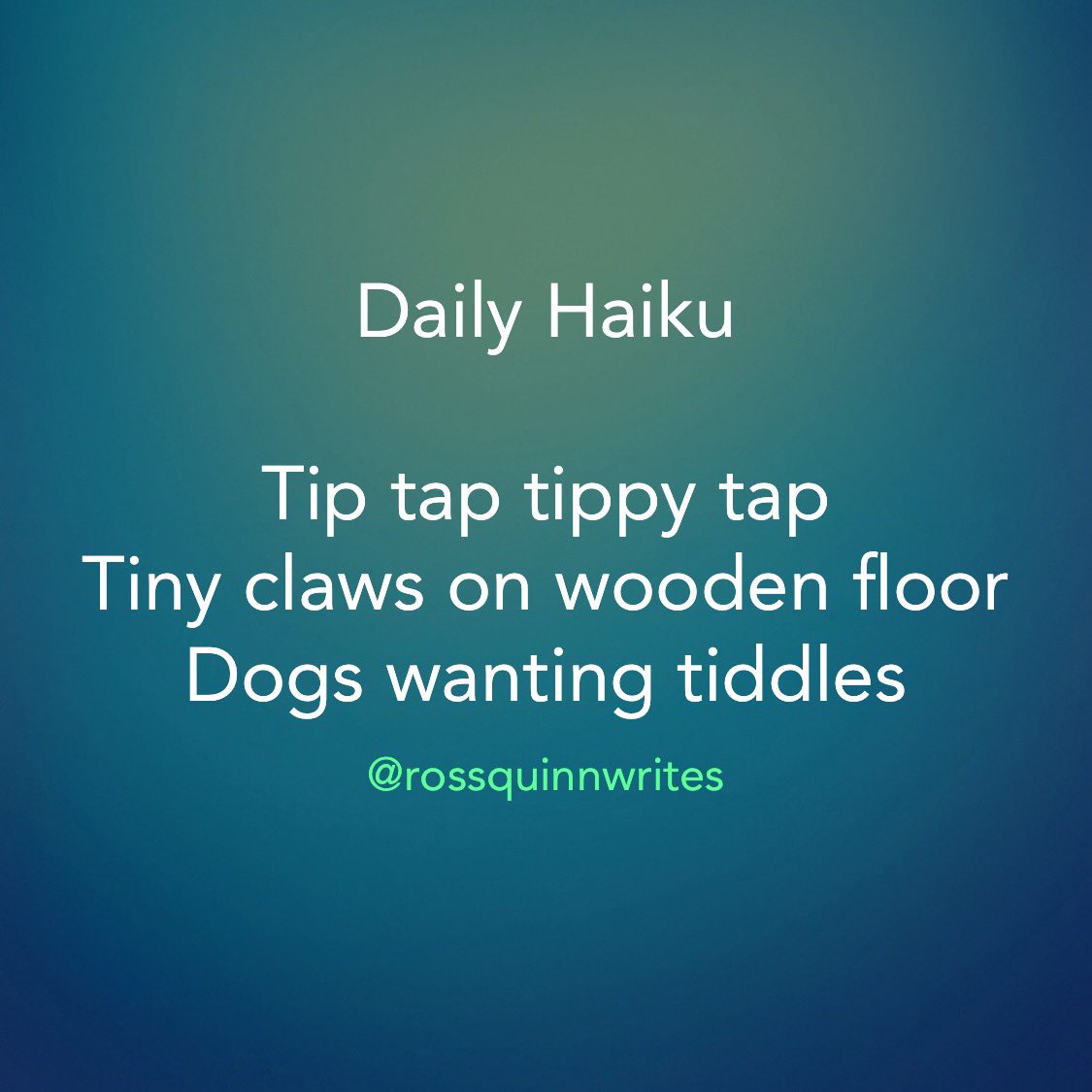 rossquinnwrites's tweet photo. Daily Haiku

#dailyhaiku #haiku #haikupoetry #haikupoem #haikuaday #haikuoftheday #poetry #poet #poetrycommunity #poetrylovers #poetryisnotdead #poetryporn #poetsociety #poets #poetryislife #poems #poem #poemoftheday #poemsdaily  #writing #writer #writerscommunity https://t.co/ePlPClEYOI