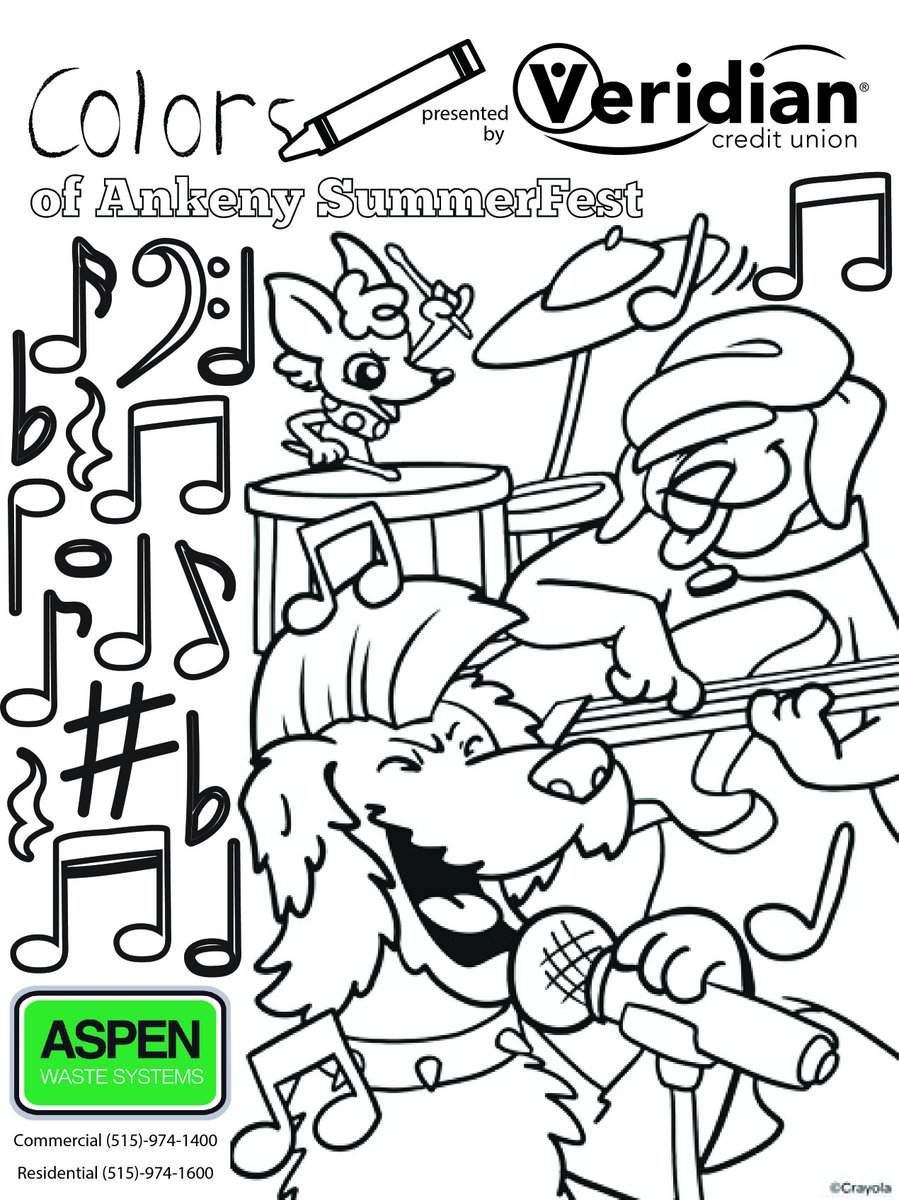 Ank_SummerFest's tweet photo. Jam out like it's Ankeny SummerFest with the next Celebrate Ankeny Coloring Sheet presented by @VeridianCU. Thank you to Aspen Waste Systems (https://t.co/hTwj0km9Dn) for sponsoring today's coloring sheet. 

https://t.co/7ZYgrw6Itl

Celebrate Ankeny is presented by @KarlChevrolet https://t.co/fWpDJrgubU