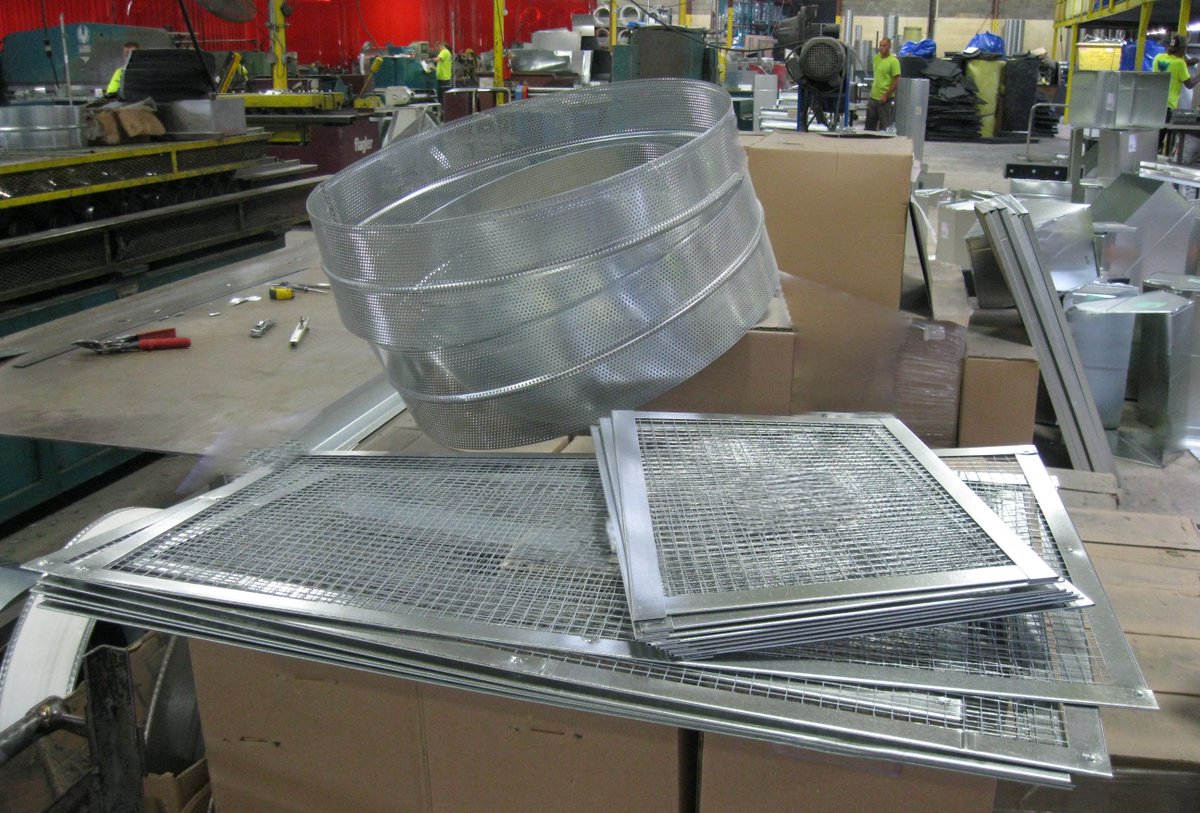 WeMakeDuct's tweet photo. From fine mesh #stainlesssteel #insectscreens to #perforated collars and #galvanized mesh #commercialHVAC screens, we are custom-#fabricating #ductsolutions for where #ventilation is needed but #HVACsystem intrusions are not. https://t.co/0bIGOlxqbB