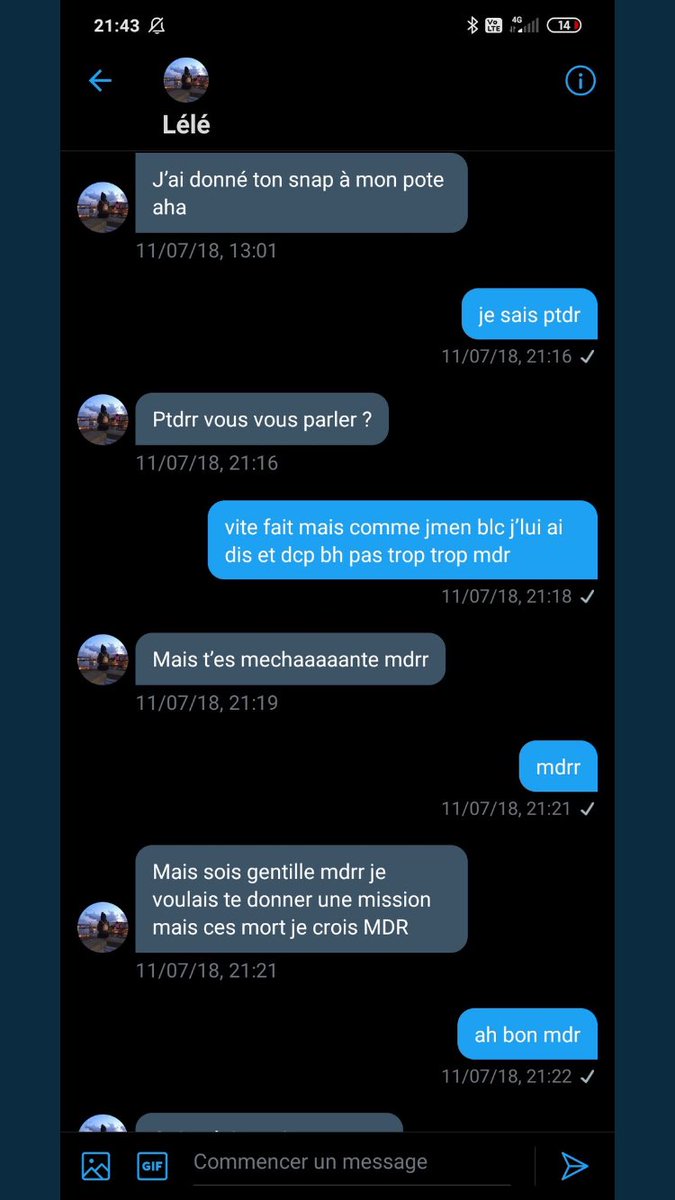 Conversation d’une fille avec ce fake :