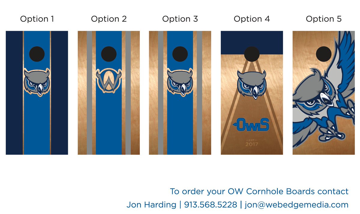 jonharding's tweet photo. @OlatheWestOwls Thanks for the mention! Here are the designs I have thus far. 3/4" quality birch tops. Hand painted/stained by myself and 2 future owls! Sets are going for $225. Bags coming soon! https://t.co/oq2wNHekxt