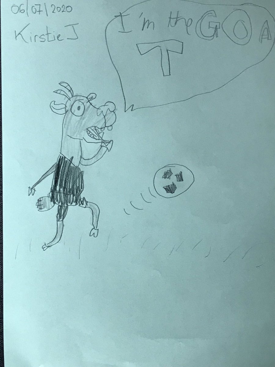 Ploktosend's tweet photo. @OFalafel #olafart A sporty goat drawn by Kirstie Johnson from Streetly this morning. https://t.co/vqwIXFwiNl