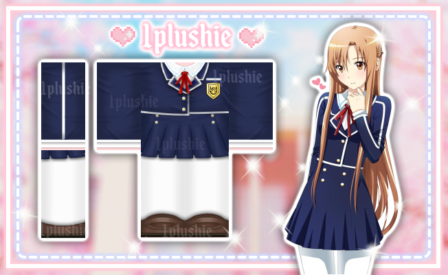 1plushie On Twitter Asuna Yuuki S School Uniform From Sword Art Online A Commission For S0arinh Top Https T Co Evofqlcptj Bottoms Https T Co Mwqqgpbh75 ﾟ ﾟ Roblox Robloxdesigner Robloxdev Robloxclothing Robloxart - roblox best uniform