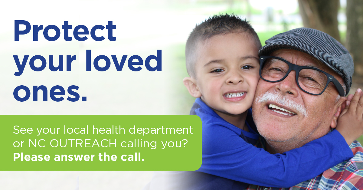 #AnswertheCall if your caller ID says NC OUTREACH (844-628-7223) or is from your local health department. Our #COVID19NC Community Team is calling to help you protect yourself and your loved ones. Your information is a private health record and will not be shared. 

#StayStrongNC
