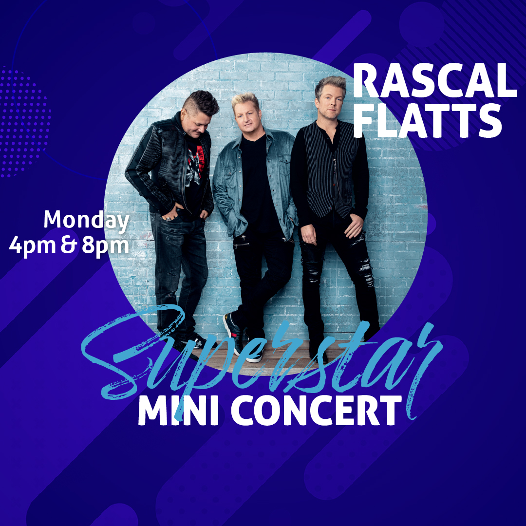 KICKS99's tweet photo. That was one Superstar Mini Concert we wish we could REWIND...so we're gonna! βͺ Join us again tonight at 8:00 p.m. for Rascal Flatts on #Kicks99! πΆ https://t.co/EAg6UaDCDx