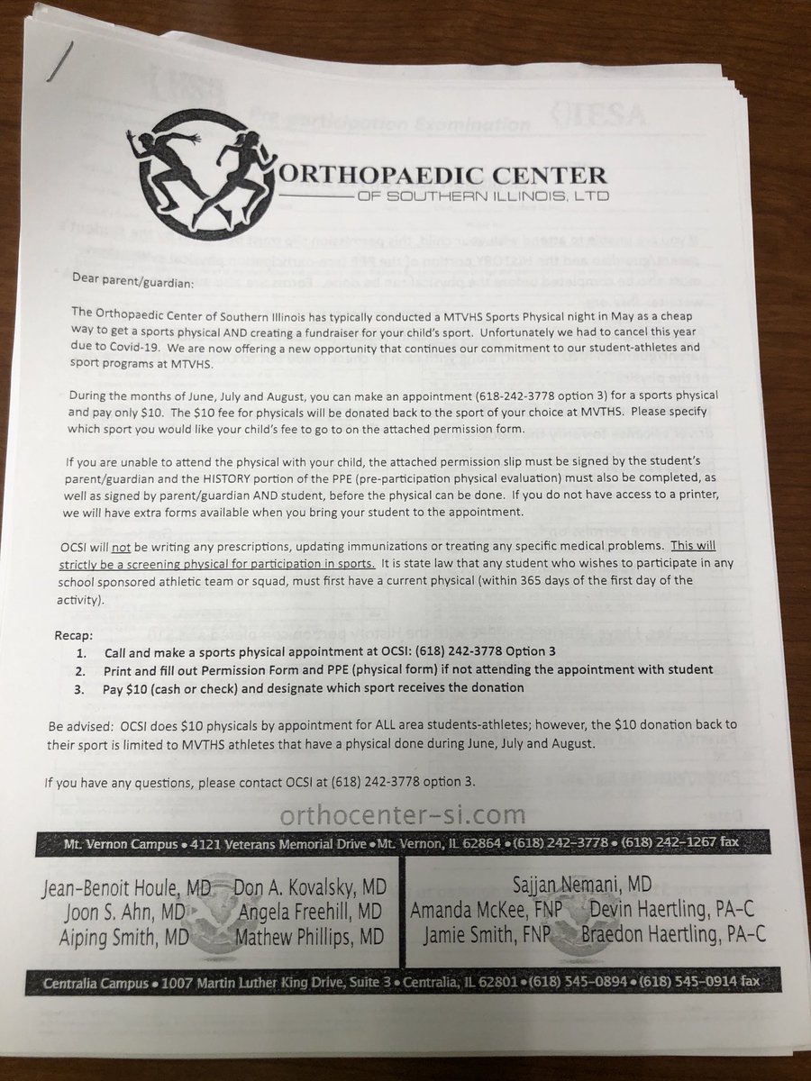 High school athletes: Get your physicals