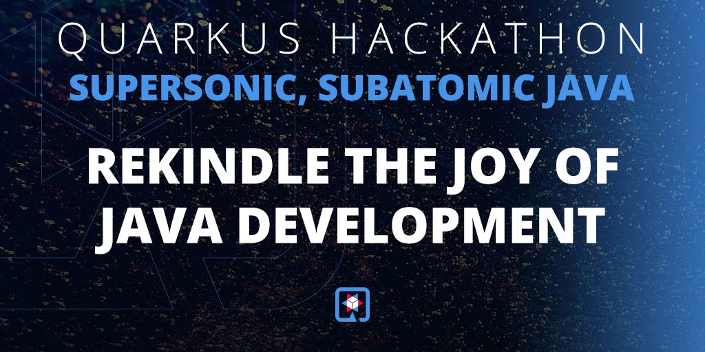 QuarkusIO's tweet photo. Join the Quarkus hackathon and learn how to bring a little joy in your life and maybe win some money.
https://t.co/hU0qf7hS5P
#QuarkIt #hackathon #Java #Kubernetes-native https://t.co/yuzJIdlWc1