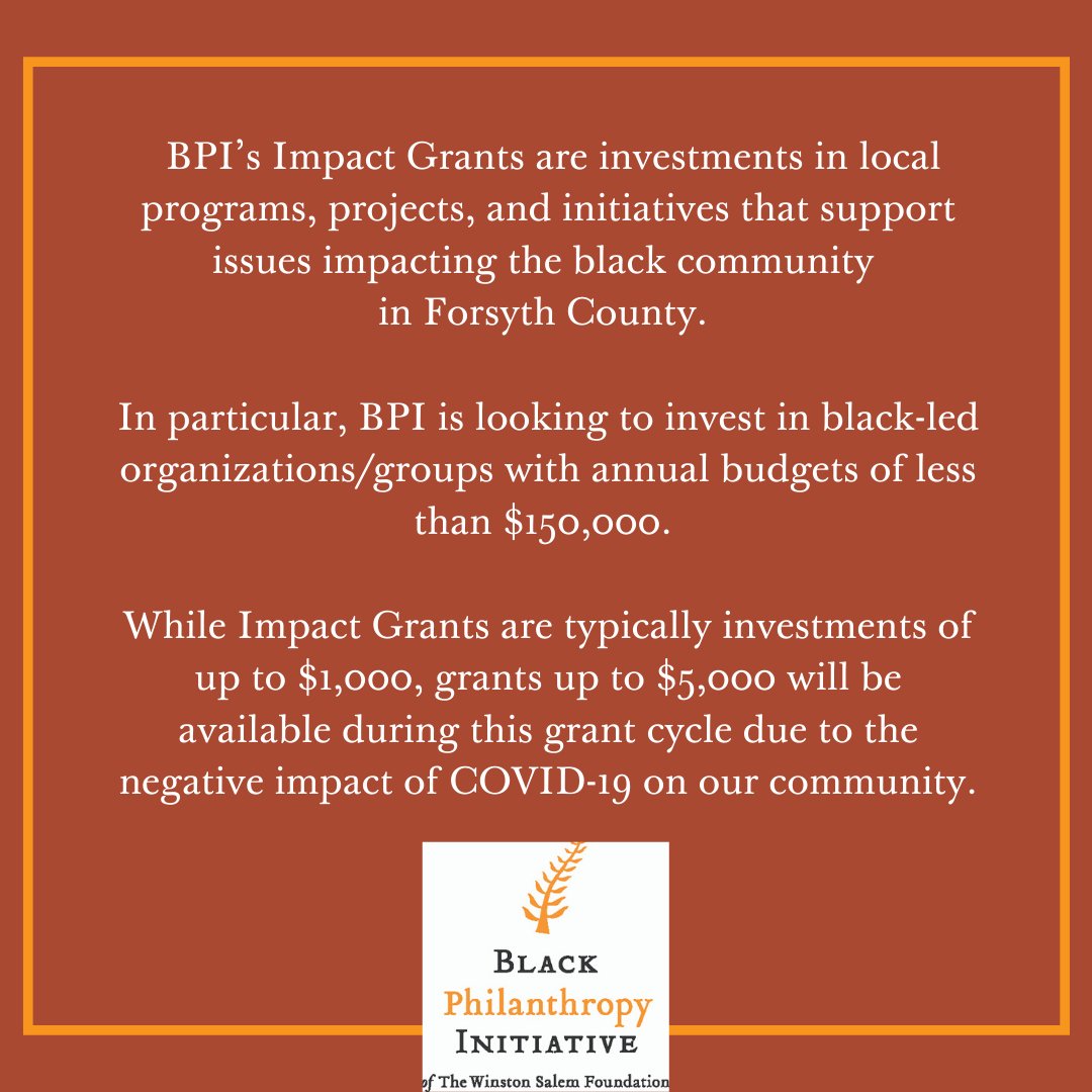 bpiofws's tweet photo. BPI Impact Grants Program is now accepting video applications! To find out more, visit https://t.co/Zz6CWF6aPt #bpi #wsnc #winstonsalem #wsfoundation https://t.co/AePvoKcraj